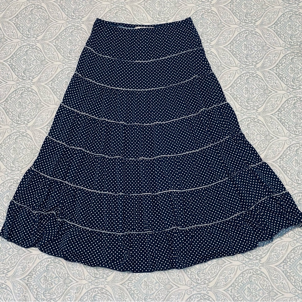 Flowy Polka Dot MIDI Skirt